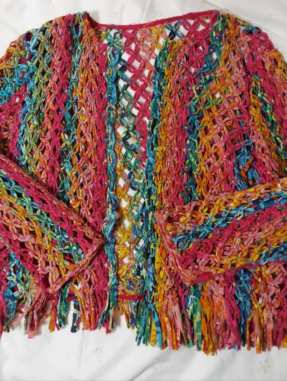 Rainbow Macrame Fringe Jacket 2xl Pride
